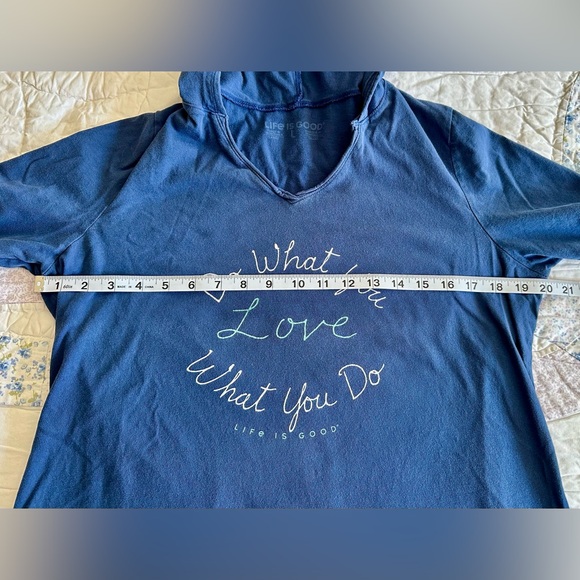 Life Is Good Blue Long Sleeve Tee with Inspirational Text - Picture 7 of 8